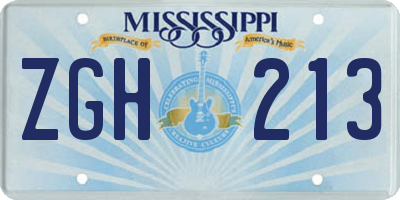 MS license plate ZGH213