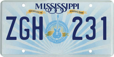 MS license plate ZGH231