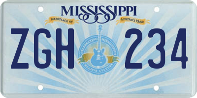 MS license plate ZGH234