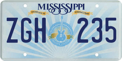MS license plate ZGH235