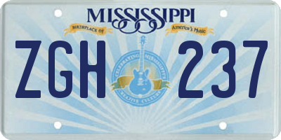 MS license plate ZGH237