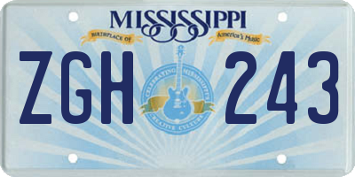 MS license plate ZGH243