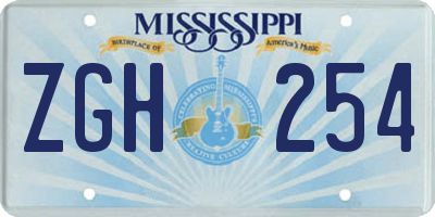 MS license plate ZGH254
