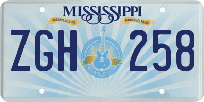 MS license plate ZGH258