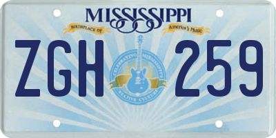 MS license plate ZGH259