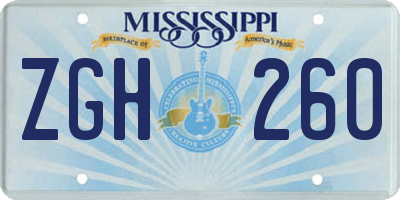 MS license plate ZGH260