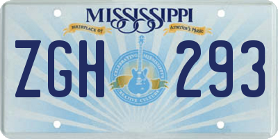MS license plate ZGH293