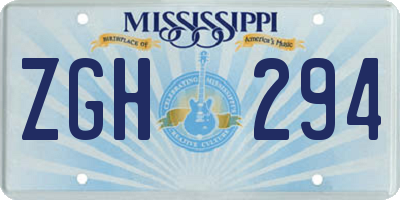 MS license plate ZGH294