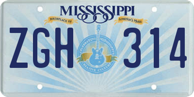 MS license plate ZGH314
