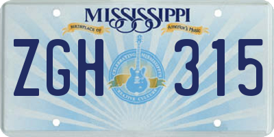 MS license plate ZGH315