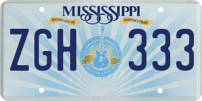 MS license plate ZGH333