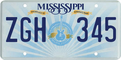 MS license plate ZGH345