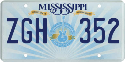 MS license plate ZGH352