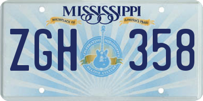 MS license plate ZGH358