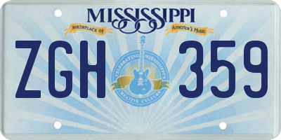 MS license plate ZGH359