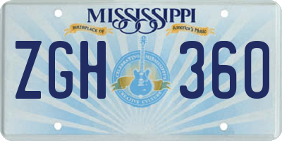 MS license plate ZGH360