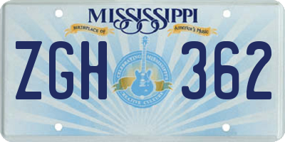MS license plate ZGH362