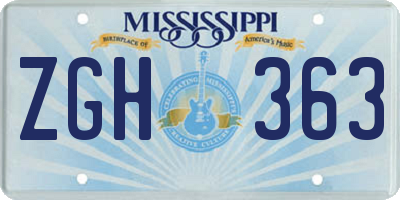 MS license plate ZGH363