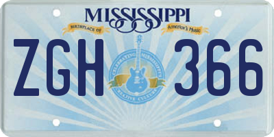 MS license plate ZGH366