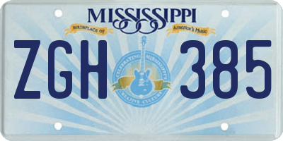 MS license plate ZGH385