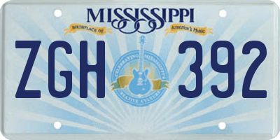 MS license plate ZGH392