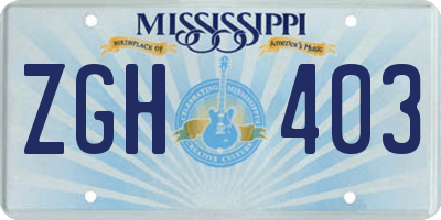 MS license plate ZGH403