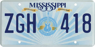 MS license plate ZGH418