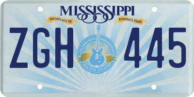 MS license plate ZGH445