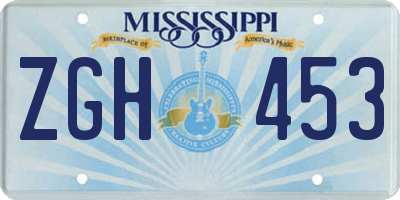 MS license plate ZGH453