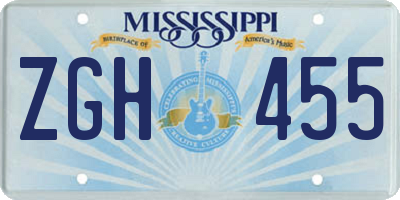 MS license plate ZGH455