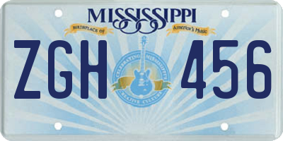 MS license plate ZGH456