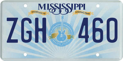 MS license plate ZGH460
