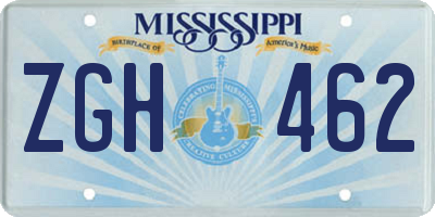 MS license plate ZGH462