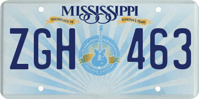 MS license plate ZGH463