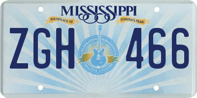 MS license plate ZGH466