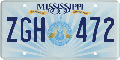 MS license plate ZGH472