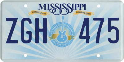 MS license plate ZGH475