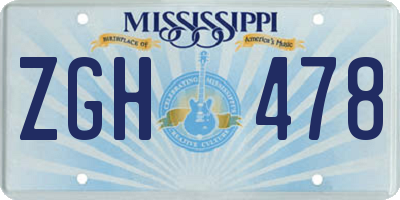 MS license plate ZGH478