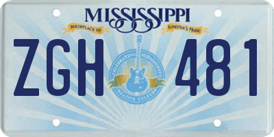 MS license plate ZGH481
