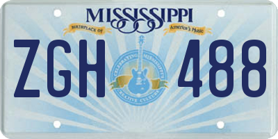 MS license plate ZGH488