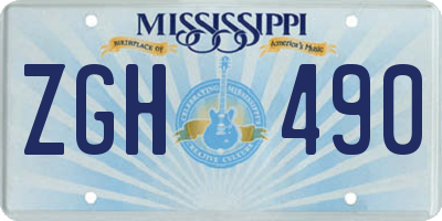 MS license plate ZGH490