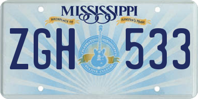 MS license plate ZGH533