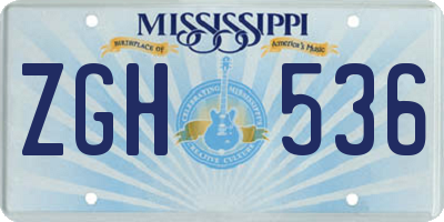 MS license plate ZGH536