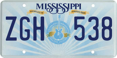 MS license plate ZGH538