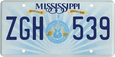 MS license plate ZGH539