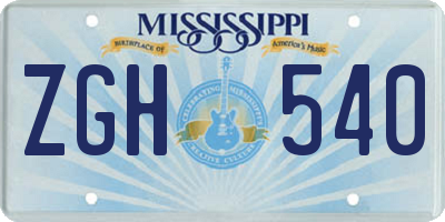 MS license plate ZGH540
