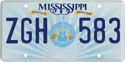MS license plate ZGH583