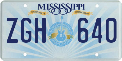 MS license plate ZGH640