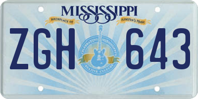 MS license plate ZGH643