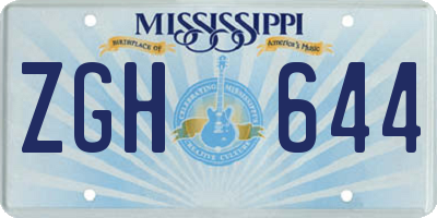 MS license plate ZGH644